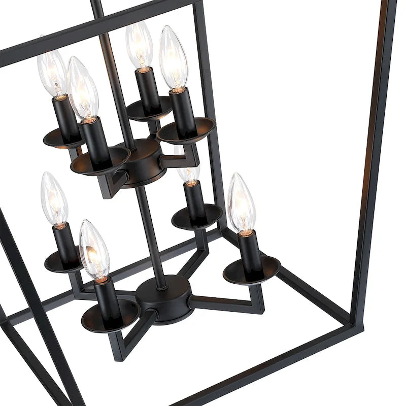 8-Light Geometric Cage Lantern Pendant Light