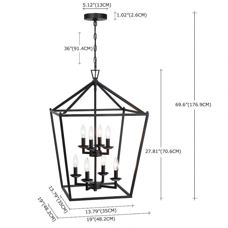 8-Light Geometric Cage Lantern Pendant Light