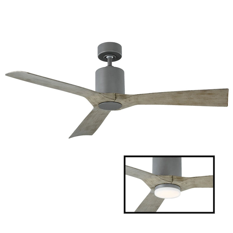 Aviator 54 Inch Three Blade Indoor / Outdoor Smart Ceiling Fan with Six Speed DC Motor in Graphite Finish.