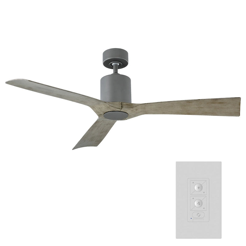 Aviator 54 Inch Three Blade Indoor / Outdoor Smart Ceiling Fan with Six Speed DC Motor in Graphite Finish.