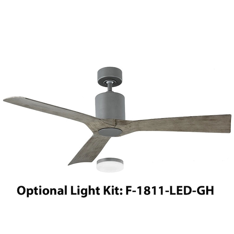 Aviator 54 Inch Three Blade Indoor / Outdoor Smart Ceiling Fan with Six Speed DC Motor in Graphite Finish.
