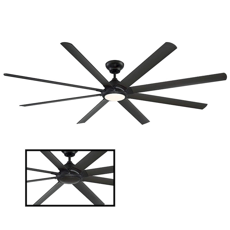 Hydra 96 Inch Eight Blade Indoor / Outdoor Smart Ceiling Fan with Six Speed DC Motor and LED Light.