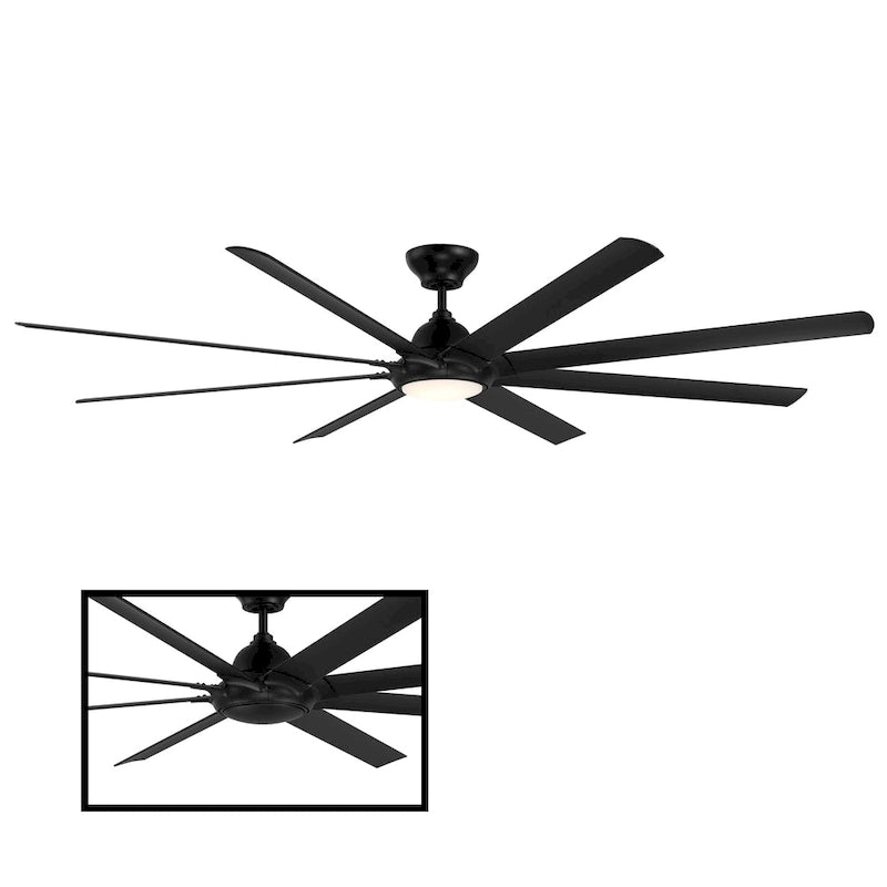 Hydra 96 Inch Eight Blade Indoor / Outdoor Smart Ceiling Fan with Six Speed DC Motor and LED Light.
