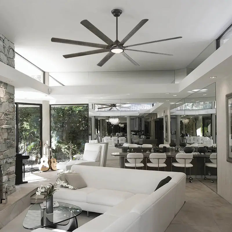 Hydra 96 Inch Eight Blade Indoor / Outdoor Smart Ceiling Fan with Six Speed DC Motor and LED Light.