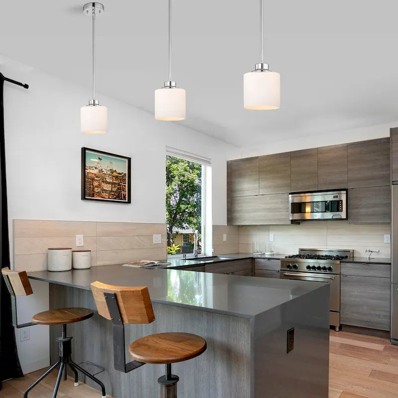 1-light Hanging Pendant w/ Etched Glass