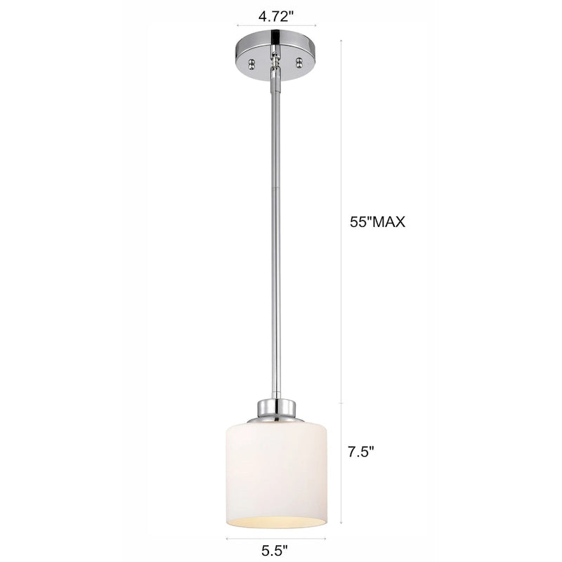 1-light Hanging Pendant w/ Etched Glass