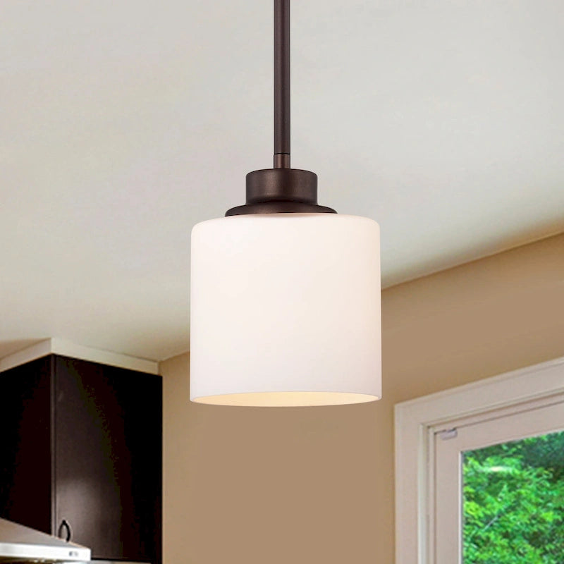 1-light Hanging Pendant w/ Etched Glass