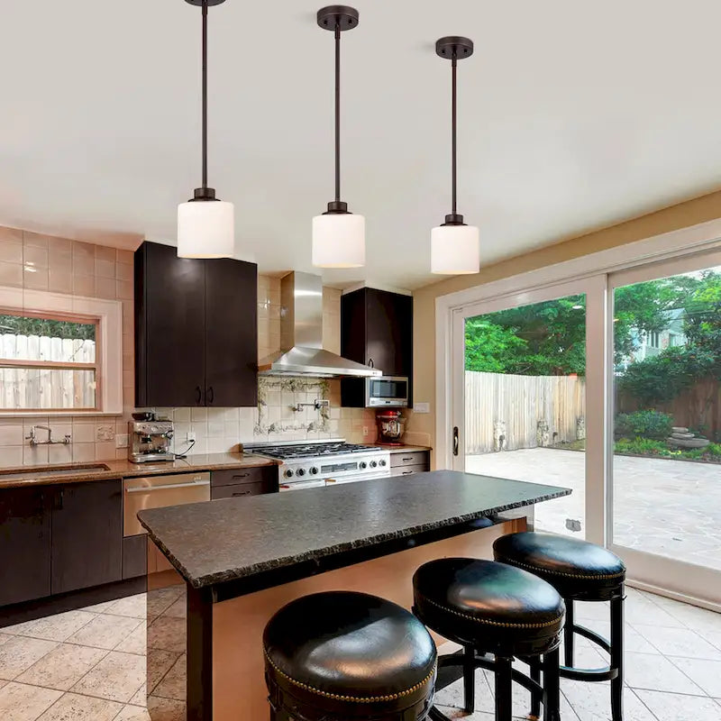 1-light Hanging Pendant w/ Etched Glass