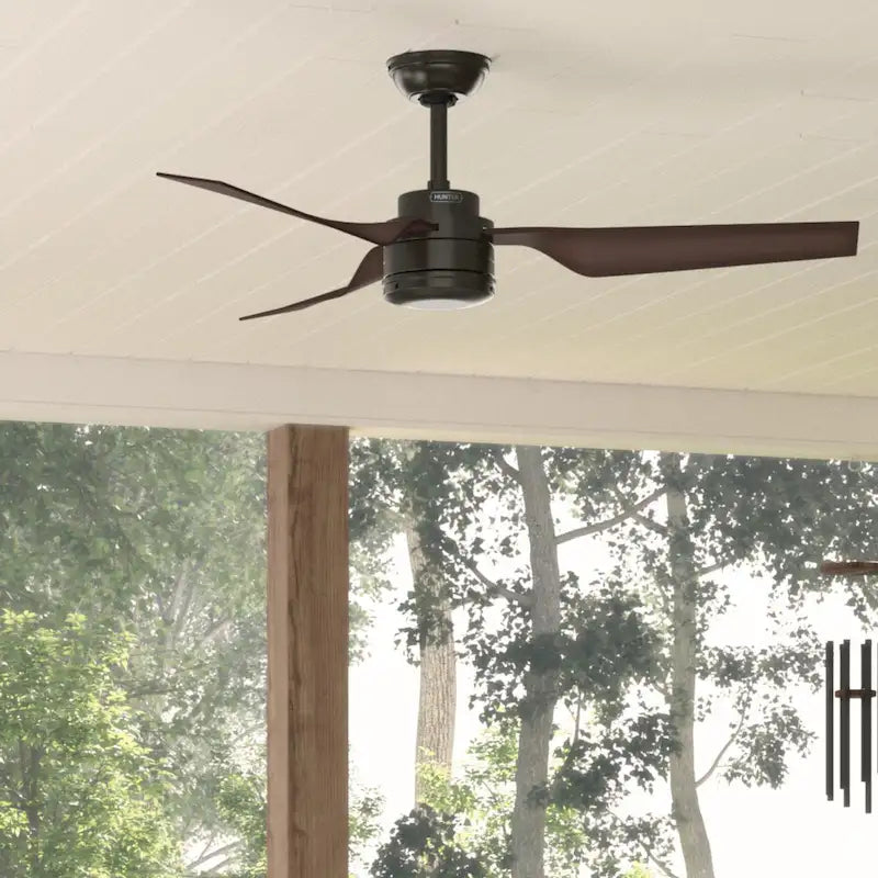 Hunter 52  Cabo Frio Outdoor Ceiling Fan with Wall Control - Modern Industrial - Damp Rated!