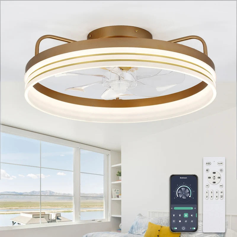 20  Low Profile Dimmable Ceiling fan, 6-Speed Reversible with APP and Remote Control