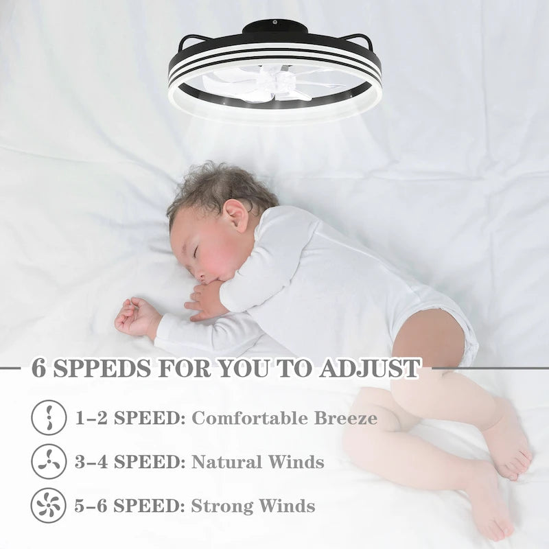 20  Low Profile Dimmable Ceiling fan, 6-Speed Reversible with APP and Remote Control