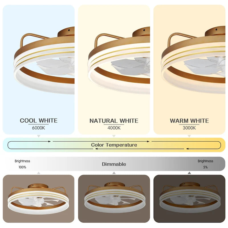 20  Low Profile Dimmable Ceiling fan, 6-Speed Reversible with APP and Remote Control