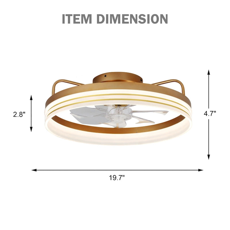 20  Low Profile Dimmable Ceiling fan, 6-Speed Reversible with APP and Remote Control