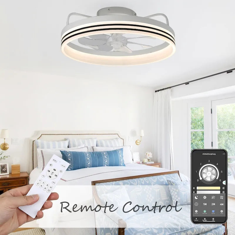 20  Low Profile Dimmable Ceiling fan, 6-Speed Reversible with APP and Remote Control