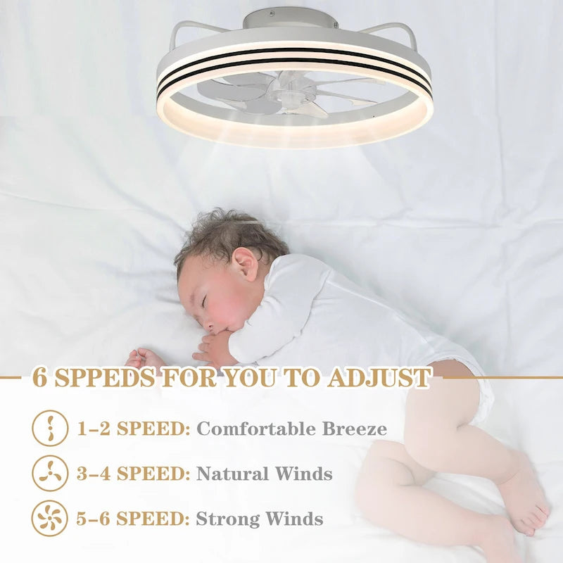 20  Low Profile Dimmable Ceiling fan, 6-Speed Reversible with APP and Remote Control