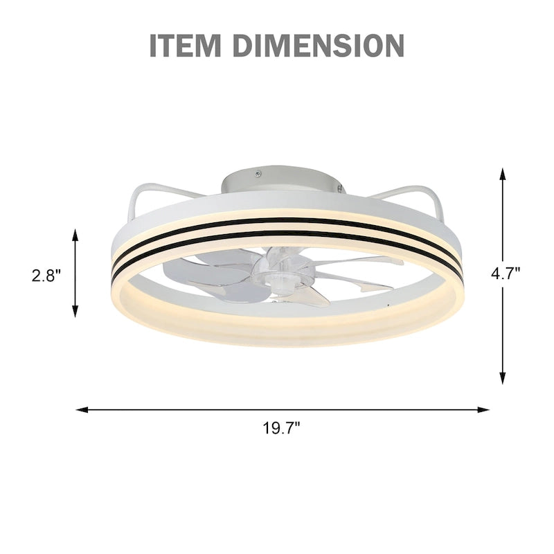 20  Low Profile Dimmable Ceiling fan, 6-Speed Reversible with APP and Remote Control