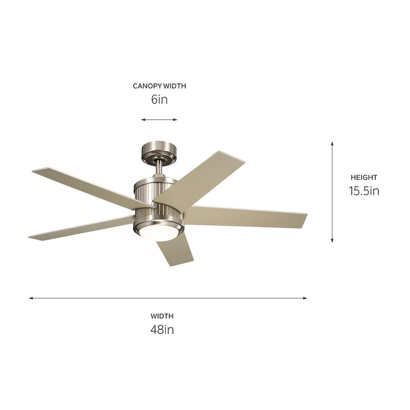 Kichler Lighting Brahm 48 inch Integrated LED Indoor Brushed Stainless Steel Ceiling Fan