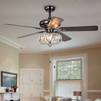 Chrysaor II 1-Light Crystal 5-blade 52-inch Pear Black Ceiling Fan