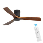 Ultra Quiet 52  Solid Wood Ceiling Fan with Remote Control, Reversible Blades, 6-Speed, Matte Black