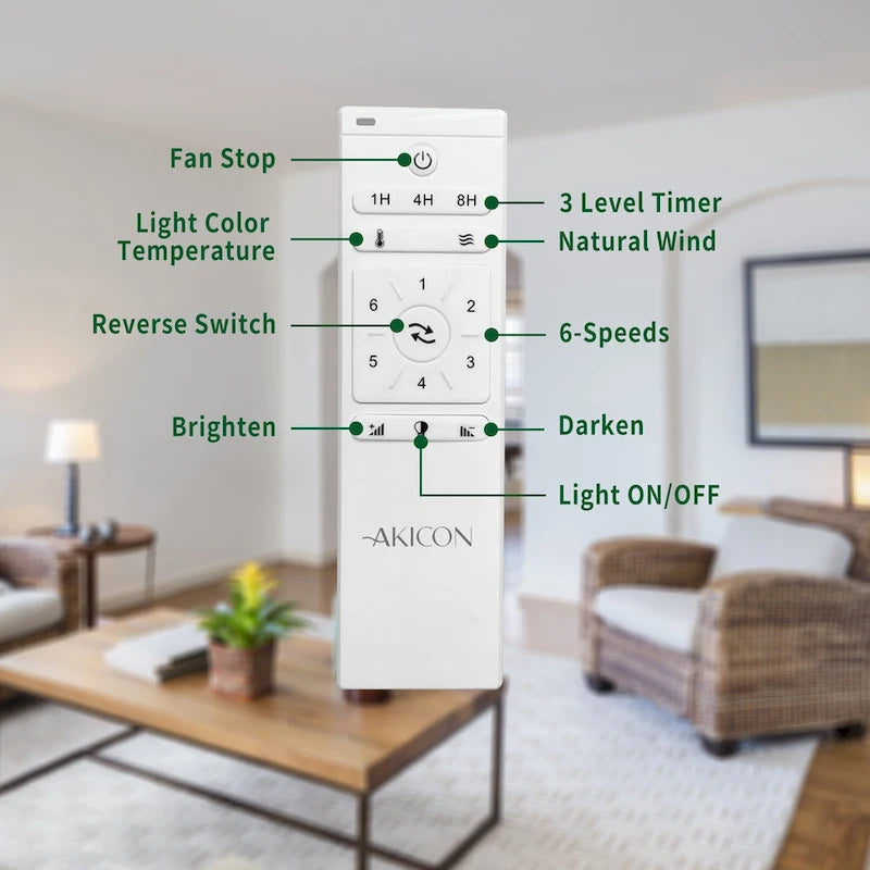 Ultra Quiet 52  Solid Wood Ceiling Fan with Remote Control, Reversible Blades, 6-Speed, Matte Black