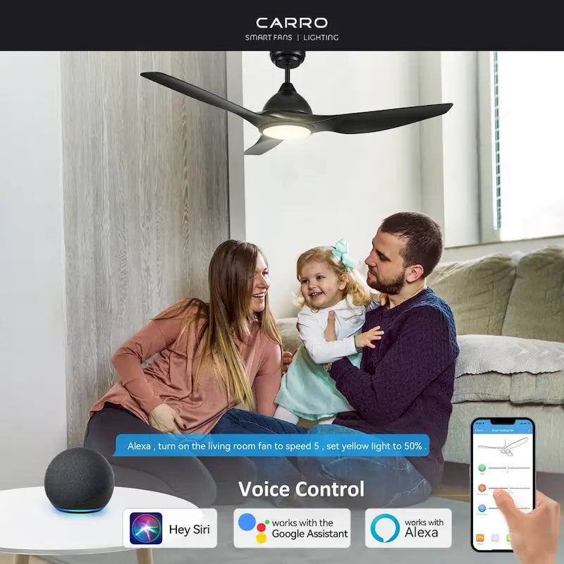 CARRO Karlstad 52  3-Blade Indoor Smart Ceiling Fan with LED Light and Remote Control