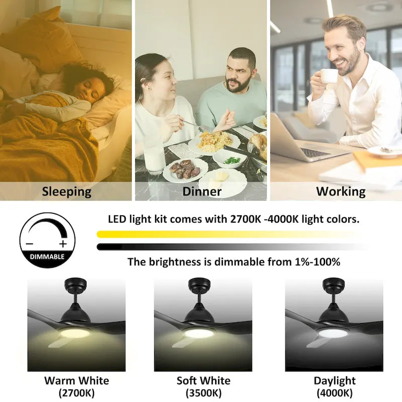 CARRO Karlstad 52  3-Blade Indoor Smart Ceiling Fan with LED Light and Remote Control