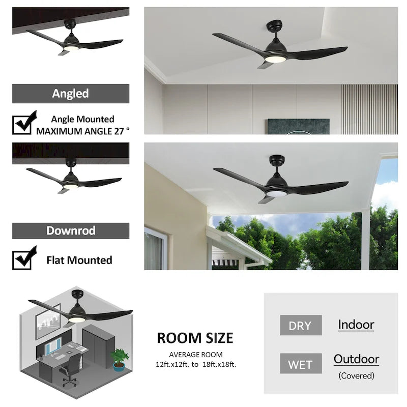 CARRO Karlstad 52  3-Blade Indoor Smart Ceiling Fan with LED Light and Remote Control