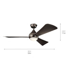 Kichler Lighting Sola Collection 54-inch Olde Bronze LED Ceiling Fan