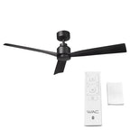 Clean Indoor and Outdoor 3-Blade 54in Smart Compatible Ceiling Fan in Matte Black with Remote Control