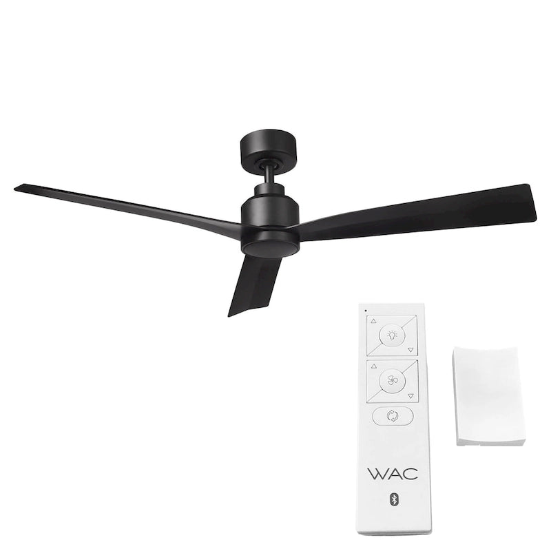 Clean Indoor and Outdoor 3-Blade 54in Smart Compatible Ceiling Fan in Matte Black with Remote Control