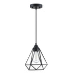 1-Light Lantern Chandelier with Black Diamond-shaped Metal Outer Cage