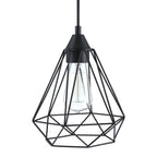 1-Light Lantern Chandelier with Black Diamond-shaped Metal Outer Cage