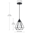 1-Light Lantern Chandelier with Black Diamond-shaped Metal Outer Cage