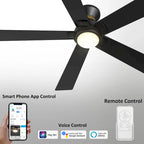 CARRO Joule 52  5-Blade Black Smart Ceiling Fan with Light and Remote