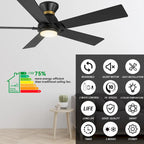 CARRO Joule 52  5-Blade Black Smart Ceiling Fan with Light and Remote