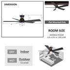 CARRO Joule 52  5-Blade Black Smart Ceiling Fan with Light and Remote