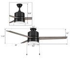 CARRO Abraxas 52  3-Blade Indoor Ceiling Fan With LED Light and Pull Chain. - N/A