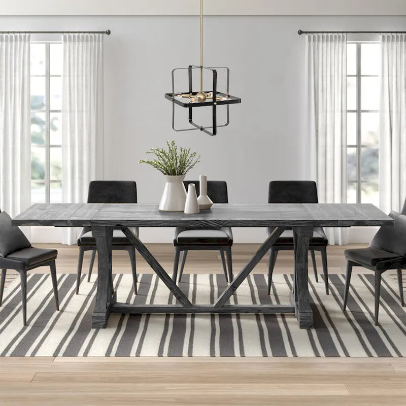 4-Light Modern Geometric Linear Pendant, Classic Black+Brass Dust - 16.81 x16.81 x16.14