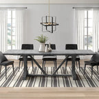 4-Light Modern Geometric Linear Pendant, Classic Black+Brass Dust - 16.81 x16.81 x16.14