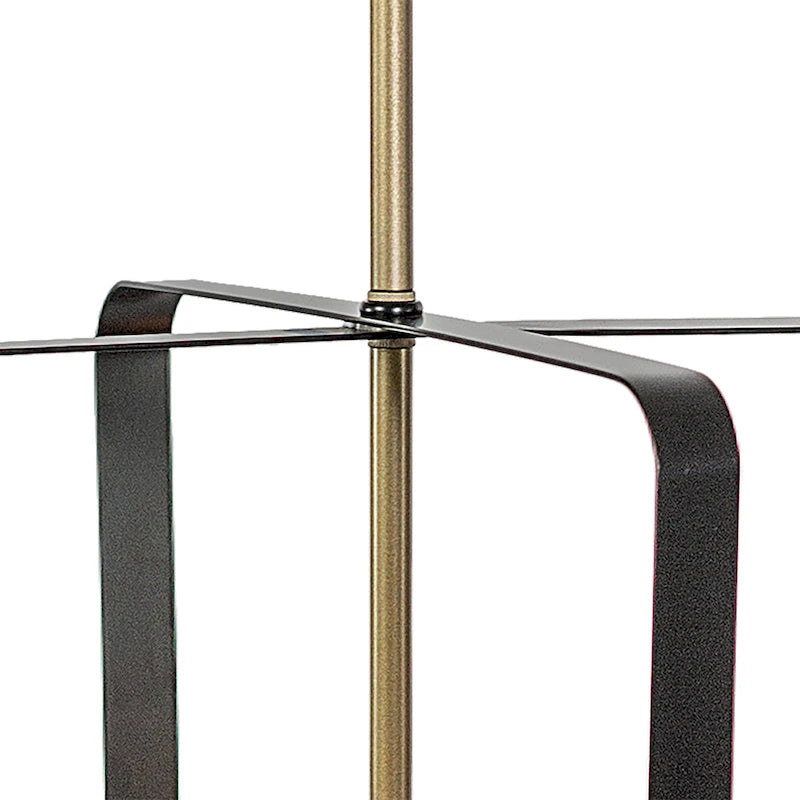 4-Light Modern Geometric Linear Pendant, Classic Black+Brass Dust - 16.81 x16.81 x16.14