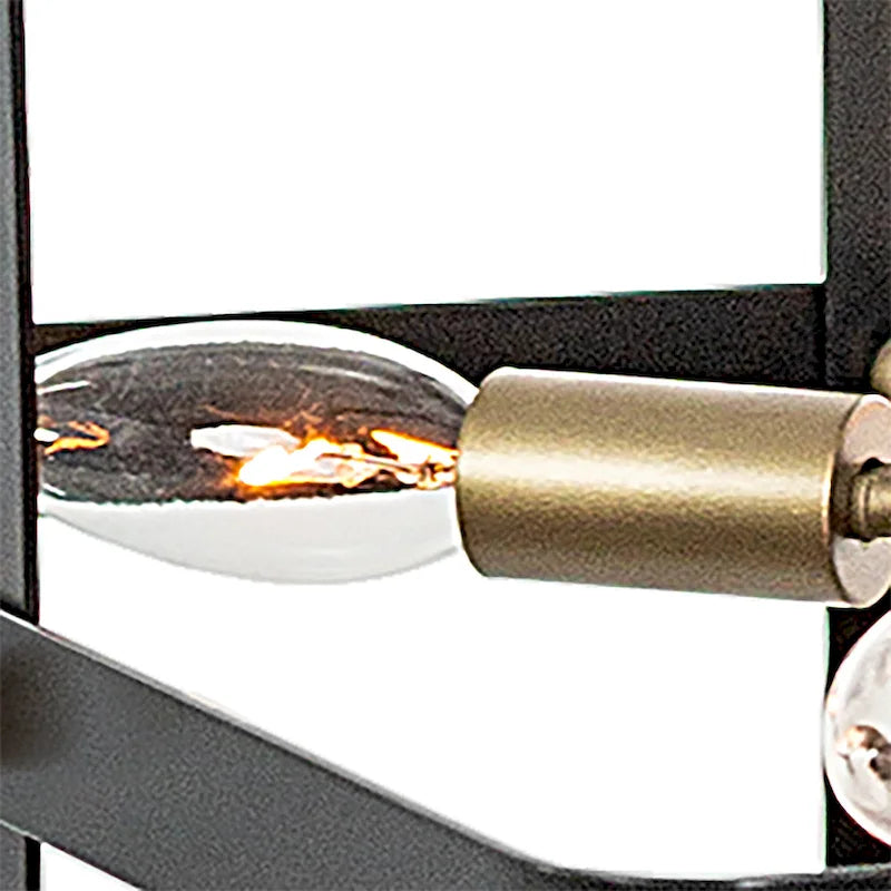 4-Light Modern Geometric Linear Pendant, Classic Black+Brass Dust - 16.81 x16.81 x16.14