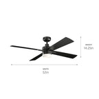 Kichler Lija 52  4 Blade LED Ceiling Fan with Remote Control