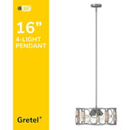 4 light farmhouse industrial chandelier wood accents drum pendant light