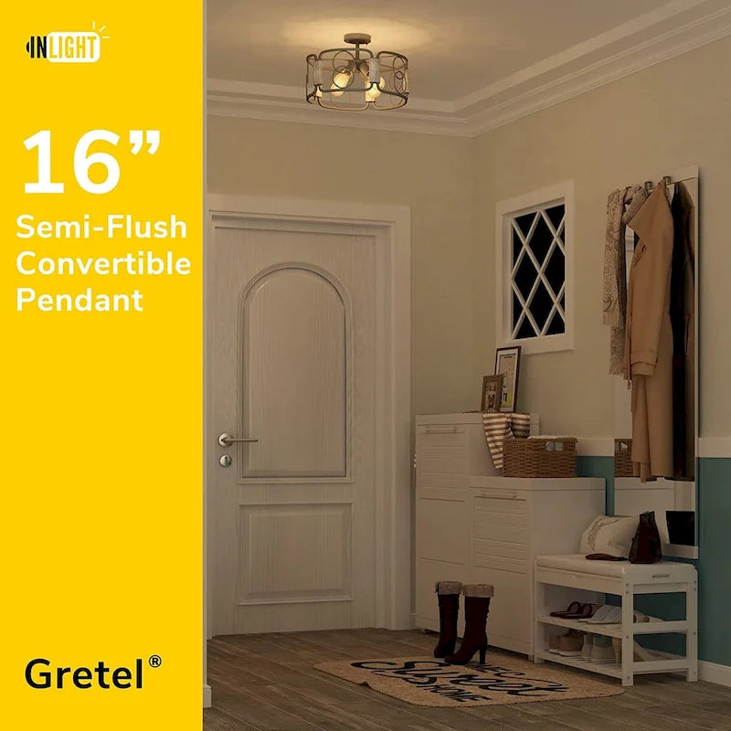 4 light farmhouse industrial chandelier wood accents drum pendant light