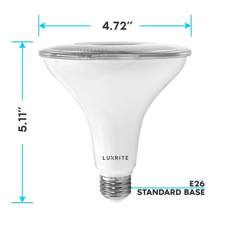Luxrite 6 Pack LED PAR38 Flood Light Bulb 1250 Lumens 15W Dimmable Wet Rated E26 Base UL Listed