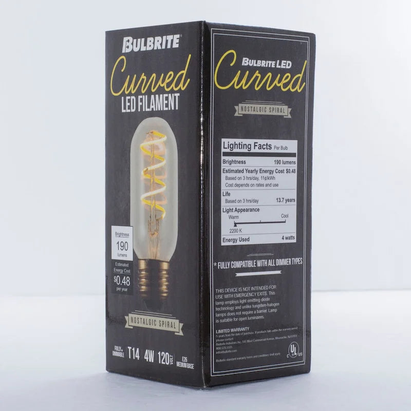 Bulbrite Pack of (2) 4 Watt Dimmable Antique Nostalgic Curved Filament LED Bulb