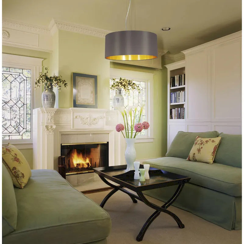 Eglo Maserlo 3-light Satin Nickel Pendant with Cappuccino and Gold