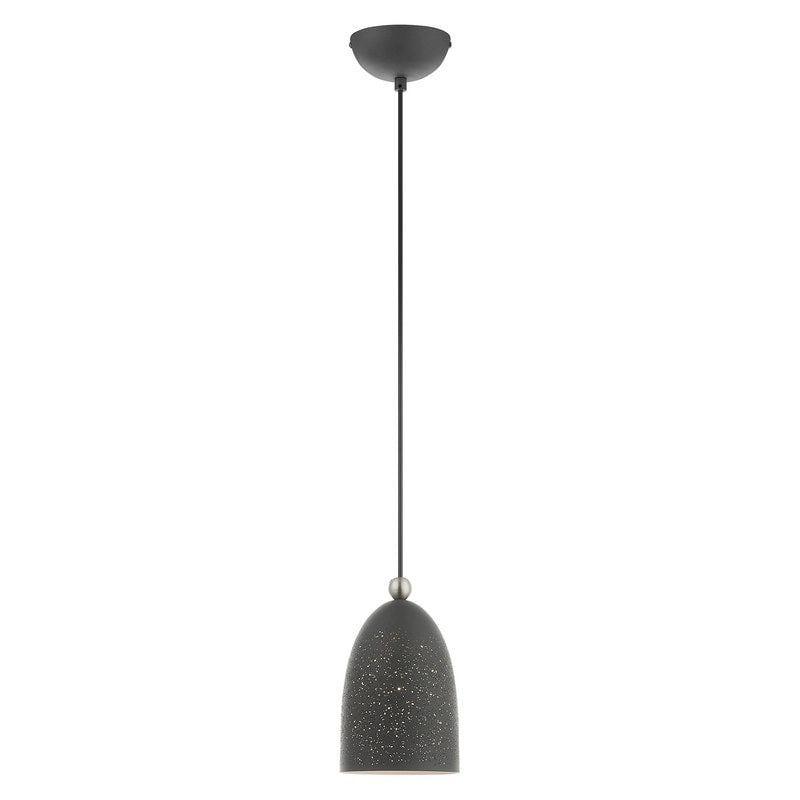Livex Lighting 1 Light Scandinavian Gray Mini Pendant, 49107-76 - 5.5  Dia x 12  - 80  Adj. H