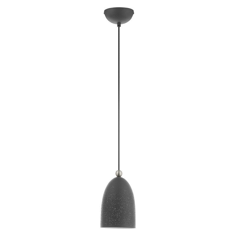 Livex Lighting 1 Light Scandinavian Gray Mini Pendant, 49107-76 - 5.5  Dia x 12  - 80  Adj. H