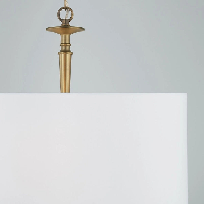 Abbie 3-light Drum Pendant w/ White Fabric Shade & White Glass DIffuser